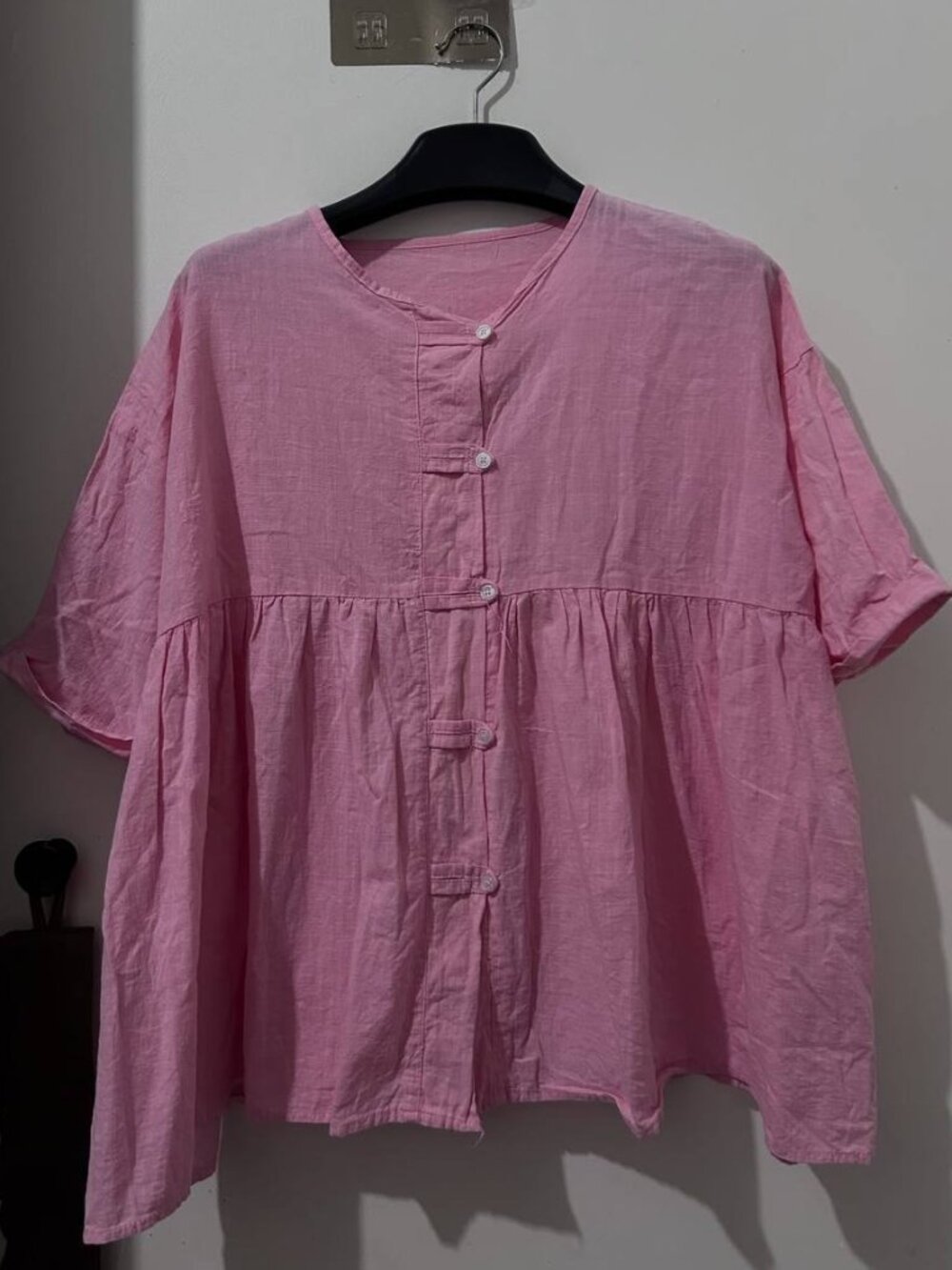 Pink Button Front Top